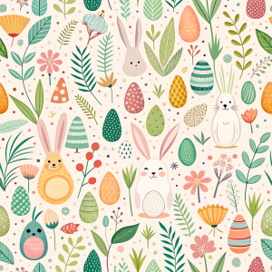 easter minimalist doodles seamless pattern tile, white ground