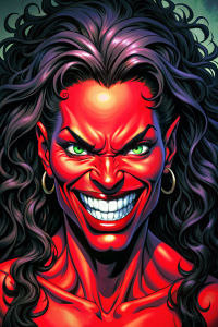 evil grin afroamerican red she-hulk comic by mike mignola
