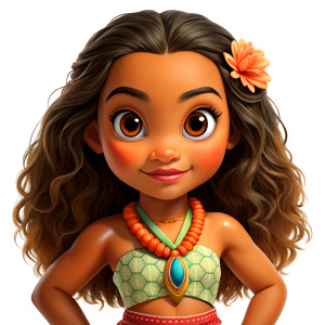 Moana, cartoon, high quality, transparent background 