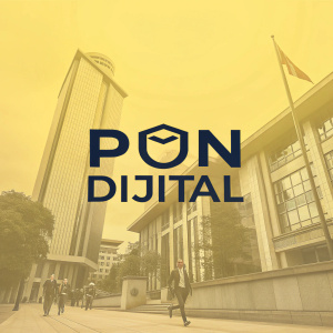 Contemporary logo design for 'Pun Dijital'. Bright yellow background. Dark contrasting text 'PUN' and 'DİJİTAL' in sleek, modern font.