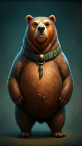 fat happy grizzly with collar