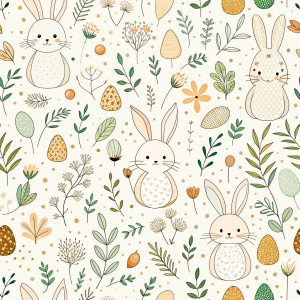 easter minimalist doodles seamless pattern tile, white ground