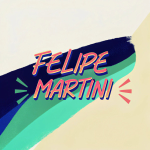 Felipe Martini's brand logo. Dark background with gradient effect. Classic font, elegant script. Teal accents, modern twist.