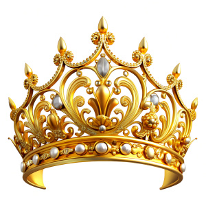 in front of a pure white background, quinceañera gold crown