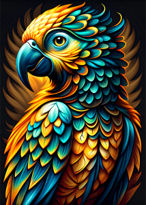  cartoon  parrot ultra detailed   , style pop art, , style watecolor, black background,r eady for print t-shirt, style art fabric, 
