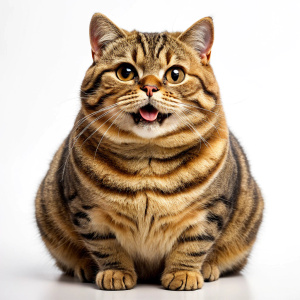 cute smiling fat cat full size without background