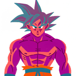 Goku from Dragon Ball Super, intricate line art. Muscular, intense expression, iconic hairstyle. White background, detailed sketch
