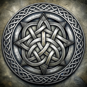 Celtic Paganism and Druidry symbols tattoo design - perfect realistic art - high-definition - grey and black - white background 