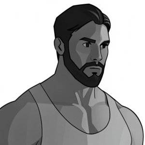 Chad handsome muscle guy face side profile, simple design