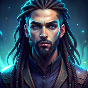 white young man with long black dreadlocks and beard