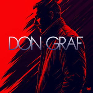 Logo design for Don Graf. Bold and modern. Combination of sleek typography and gradient blue tones. Digital artwork.