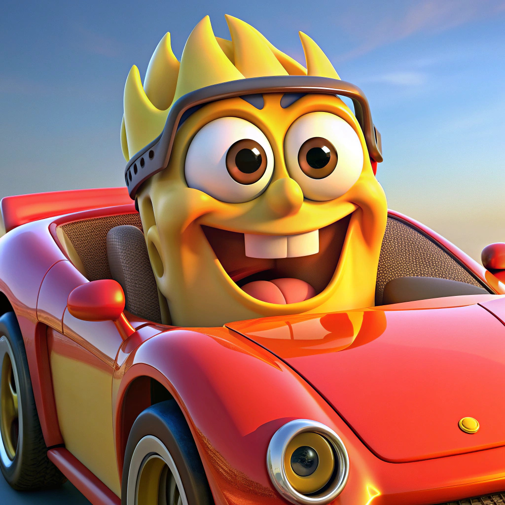 BOB ESPONJA EN UN FERRARI CON FUEGO Recraft