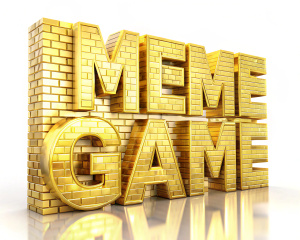 inscription made of golden bricks MEME GAME, white background, 3d style cartoon, 8K, best quality, ultra realistic