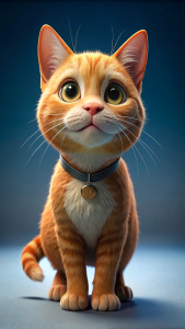ginger cat on his feet, disney pixar style, 8k, far background