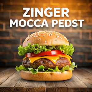 Zinger burger, banner for social media post