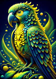  cartoon  parrot ultra detailed   , style pop art, , style watecolor, black background,r eady for print t-shirt, style art fabric, 
