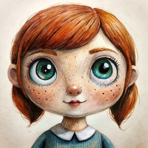 funko pop style doll with freckles  big eyes