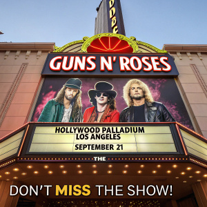 Guns N' Roses concert poster at The Hollywood Palladium, Los Angeles, September 21. Don't miss the show!