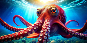 octupus underwater, ultra realistic, 8k, HD, 