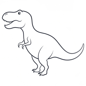 Draw a simple outline of a t-rex dinosaur, side view, in black pencil on a white background. Make it cartoony, with very few lines.