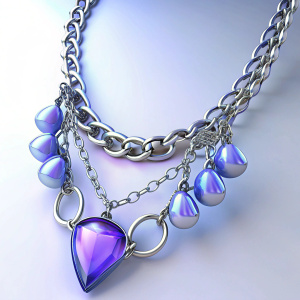  silver necklace with chains and stones