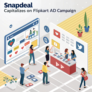 Headline: 'Snapdeal Capitalizes on Flipkart Ad Campaign'

In a shocking twist of marketing strategy, Snapdeal has allegedly leveraged Flipkart's recent advertising efforts. This move has sparked heated debates on Twitter, with numerous users chiming in with their thoughts and opinions.

Images and social media handles interwoven throughout the layout provide a vivid depiction of the competitive business landscape between the two e-commerce giants.