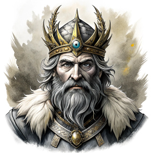 Nordic Surt - Ruler of Muspellsheim - perfect realistic art, high-definition grey and black, white background tattoo design