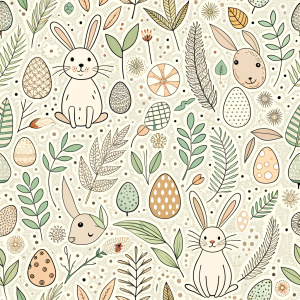 easter minimalist doodles seamless pattern tile, white ground