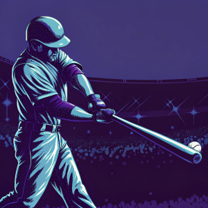 Logan Forsythe, baseball player, in a vibrant stadium, mid-swing. The green outfield and cheering crowd blurred