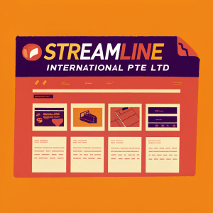 Homepage for Streamline International PTE LTD. Filled with brand logo, product images, navigation bar, and multiple content sections.