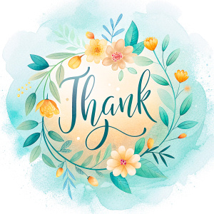 "Thank you", white background