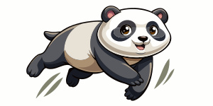osito panda pequeño, saltando hacia atras, patas hacia arriba,vista ...