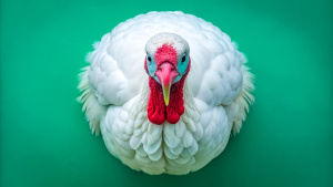 white turkey bird, top view, white background