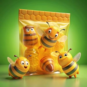 gomitas de miel animadas envasadas con abejas