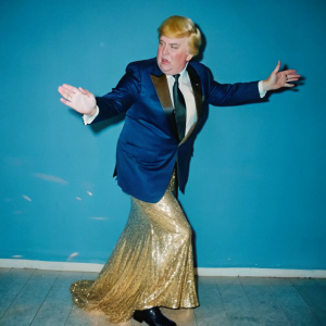 miami homosexual donald trump dancing make up shining  dress