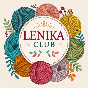 Creative graphic design for Lenika Club. Vibrant colors and textures blend together. Yarn art and collage style evident. Lenika Club logo prominent in center.