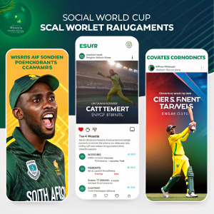 Digital marketing campaign for Cricket South Africa's World Cup '19. Vibrant social media graphics featuring athlete endorsements and event highlights.