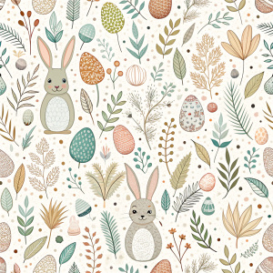 easter minimalist doodles seamless pattern tile, white ground