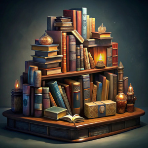 Books in library isolated on transparent background library day - Recraft