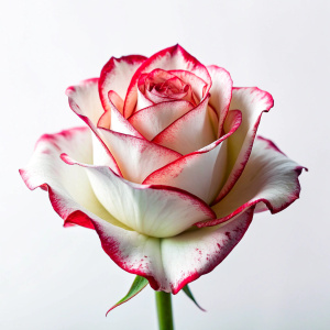 a white rose painted red on a white background.


