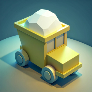 3D icon yellow Dump truck with snow