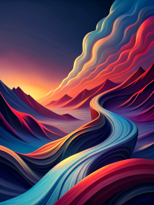 Create a digital artwork with flowing, dynamic lines and contrasting shades.