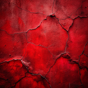 Red grunge texture background of cement plaster wall with cracks