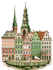 copenhagen denmark, 4k, illustration drawing sketch, details