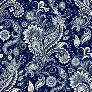 quantity pattern , baroque pattern, small paisley , background dark blue