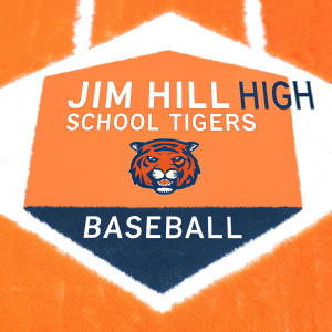 Jim Hill High School Tigers Baseball logo. Modern, sleek design. White background.