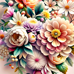 "Vibrant Floral Bliss": This wallpaper features a stunning array of colorful flowers, set against a crisp white background. The bold hues and intricate details of the flowers will bring a touch of beauty and joy to any room.