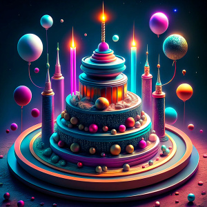 futuristic birthday cake