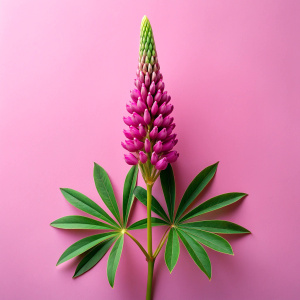 one stalk of Lupinus, transparent background, no shadows