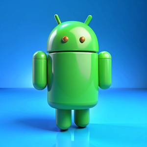 APK FILE WITH GREEN ANDROID ON BLUE BACKGROUND 3D STYLE